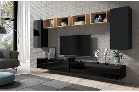 Nappali fal Calabria C35 BLACK (fekete + artisan tölgy) (világítás nélkül). 1051581