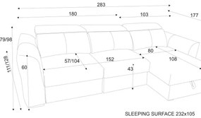 Univerzális ággyá nyitható háromszemélyes sarokkanapé tárolóval TRENTO szürke