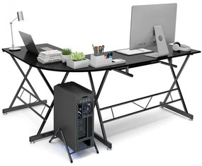 L alakú irodai asztal (fekete színben)