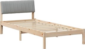 vidaXL Ágykeret Barna és világosszürke 90 x 190 cm Tömör fenyőfa