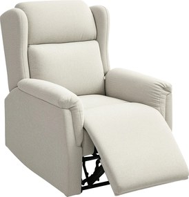 HOMCOM Relaxáló Fotel, TV Fotel Dönthető Funkcióval, Zsebtavas Rugókkal, Párnázott Dönthető Fotel, Relaxációs Fotel 150 kg Teherbírással, Bézs | Aosom