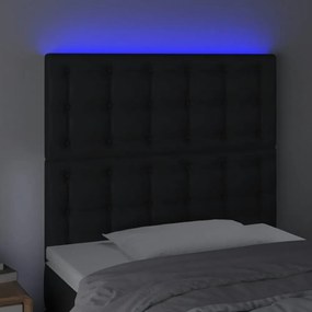 fekete műbőr LED-es fejtámla 90x5x118/128 cm
