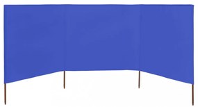 3 paneles azúrkék szövet szélfogó 400 x 80 cm