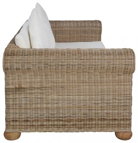 2 személyes természetes rattan kanapé párnákkal