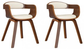 vidaXL 2 db krémszínű műbőr és hajlított fa étkezőszék