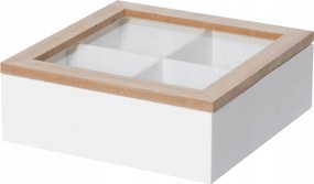 Apróságtartó Rekeszes Doboz Fehér Mdf 20 x 20 x 7 cm Fedéllel