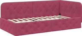 vidaXL Sarokágy keret fejtámlával Bordó 90 x 200 cm Bársony