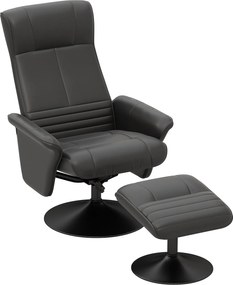 HOMCOM Fotel lábtartóval, 360°-ban forgatható TV függőfotel kárpitozott mikroszálas anyaggal, Fekete | Aosom