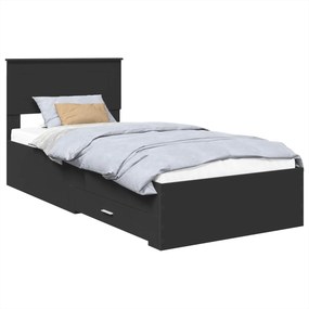 vidaXL Ágykeret fejtámlával Fekete és Ezüst 75 x 190 cm Faanyag