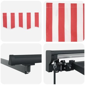 Behúzható napellenző Piros és fehér csíkos 300x250 cm szövet