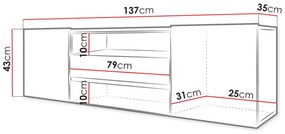 TV asztal Maverland (fehér + fényes fehér). 1054126