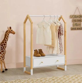 Gyerekruhatartó természetes elemekkel és fiókkal fehér