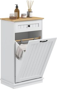 HOMCOM Fürdőszobai Tároló Szekrény Mosodáskosár Fürdőszobai Szekrény Fiókkal és Felborulás Elleni Tervezéssel Modern Fürdőszobai Bútor 52x33x90 cm Feh
