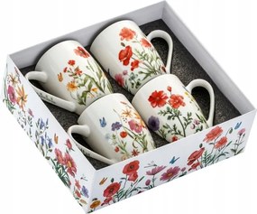 Elegáns porcelán bögre szett 4 db 360 ml Virágos rét bögre