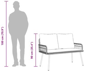 Kerti Pad Fekete 114x64x78 cm Polirattan