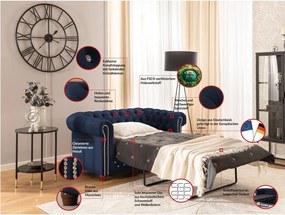 Kék bársony kinyitható kanapé 148 cm York Blik – Ropez