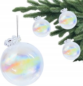 Opálos Üveg Dísz, Benzin-effektussal És Gyöngyökkel, 12 Cm-es