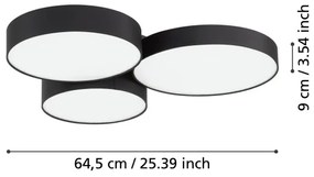 Eglo 900853-LEDRGBW Dimmelhető mennyezeti lámpa BARBANO-Z 3xLED/7,5W/230V fekete