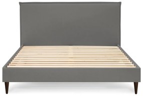 Antracitszürke kárpitozott franciaágy ágyráccsal 160x200 cm Sary – Bobochic Paris
