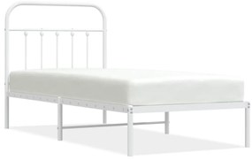 fehér fém ágykeret fejtámlával 90x200 cm