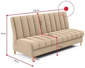 TYLDA ágyazható kárpitozott kanapé, 200x93x90, kronos 07/természetes