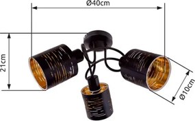 Globo 15342-3D Függeszték fém fekete-arany. 3xE14 40W 230V
