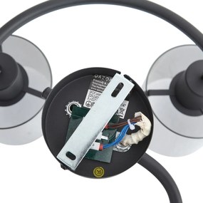 Design mennyezeti spotlámpa fekete füstüveggel, kerek, 3-lámpás - Domo