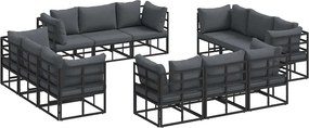 vidaXL Kerti Kanapé Szett 12 pcs Fekete Fém
