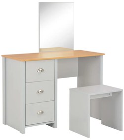 szürke öltözőasztal tükörrel és ülőkével 104 x 45 x 131 cm