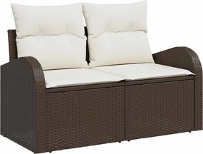 vidaXL Kerti kanapé párnával Barna 124 x 62 x 69 cm polirattan
