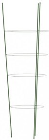5 db zöld acél kerti növénytámasz 4 gyűrűvel 90 cm