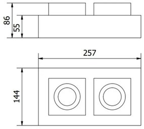 Lámpa Mennyezeti lámpatest ASTER, AC220-240V, 50/60 Hz, GU10, max.50W, IP20, alumínium, dupla, fekete