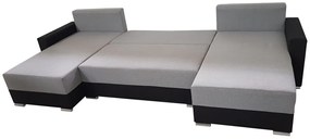 RONNY U ágyazható ülőgarnitúra, 346x90x159, berlin 01/fehér öko-bőr