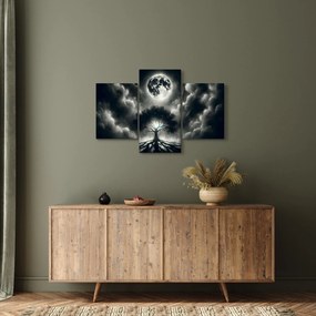 Kép – Fekete-fehér fa teliholdban (90x60 cm)