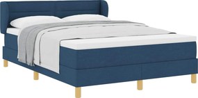 vidaXL Boxrugós ágy matracmal fejtámlával Kék 140 x 190 cm szövet