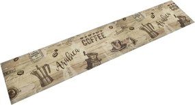 vidaXL barna mosható coffee feliratos bársony konyhaszőnyeg 60x300 cm
