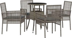 vidaXL Kert étkező szett 5 pcs Szürke polirattan