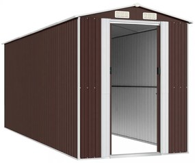 sötétbarna horganyzott acél kerti fészer 192 x 523 x 223 cm