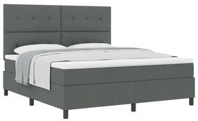 Boxspring ágy matraccal sötét szürke szuper király szövet