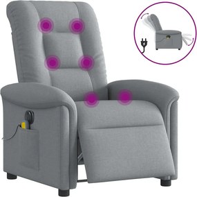 vidaXL világosszürke szövet dönthető elektromos masszázsfotel