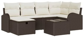 Kerti Kanapé Szett 7 pcs Barna és krémszínű 234 x 124 x 85 cm