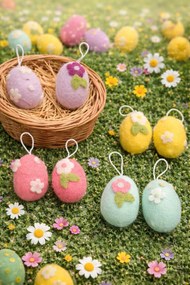 8 db-os egyedi húsvéti tojás szett – filc medálok