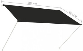 feltekerhető antracitszürke napellenző 200 x 150 cm