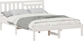vidaXL Ágykeret fejtámlával Fehér 135 x 190 cm Tömör fenyőfa