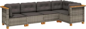 vidaXL 5 részes szürke polyrattan kerti ülőgarnitúra párnákkal