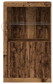 LED világítással rendelkező oldalszekrény, régi fa, 60,5x37x100 cm