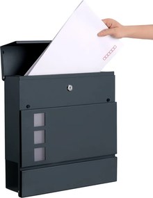 Zárható postaláda újságtartóval, falra, kerítésre szerelhető, antricit szürke