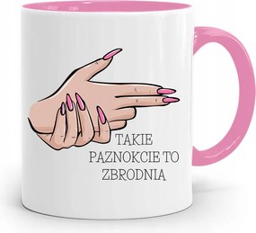 Rózsaszín Bögre Kozmetikusoknak Ilyen Körmökkel, fényképes nyomtatással