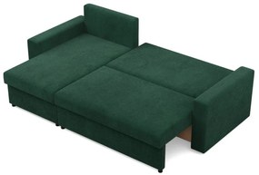 Zeus sarokkanapé, 2 ágyneműtartóval, egyenes kartámasz, kordbársony, univerzális oldal, bonell töltet, zöld