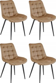 Barna étkezőszék BERA bársony fekete lábakkal